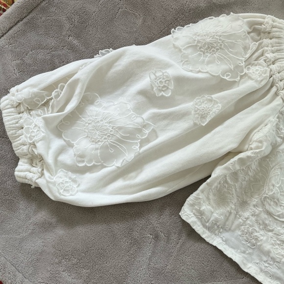 Free People Icing On Ivory Off Shoulder Cropped Boho Blouse Top Size Large - Picture 5 of 16